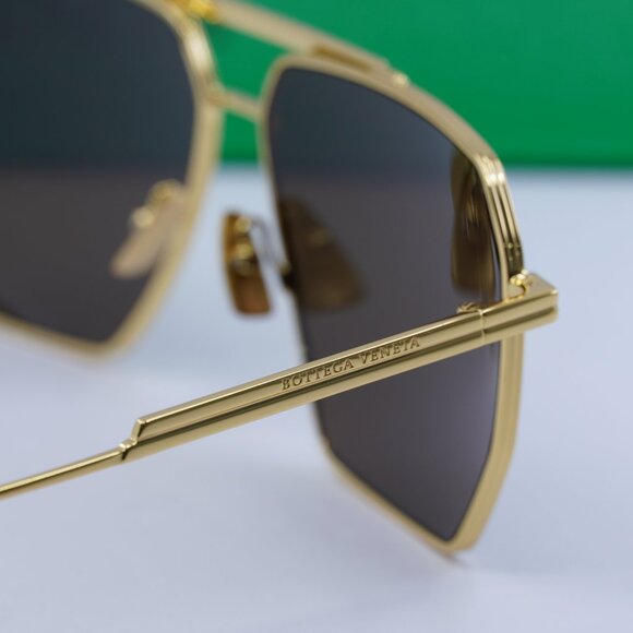 Bottega Veneta BV1012S 003 Aviator Sunglasses - Gold/Brown